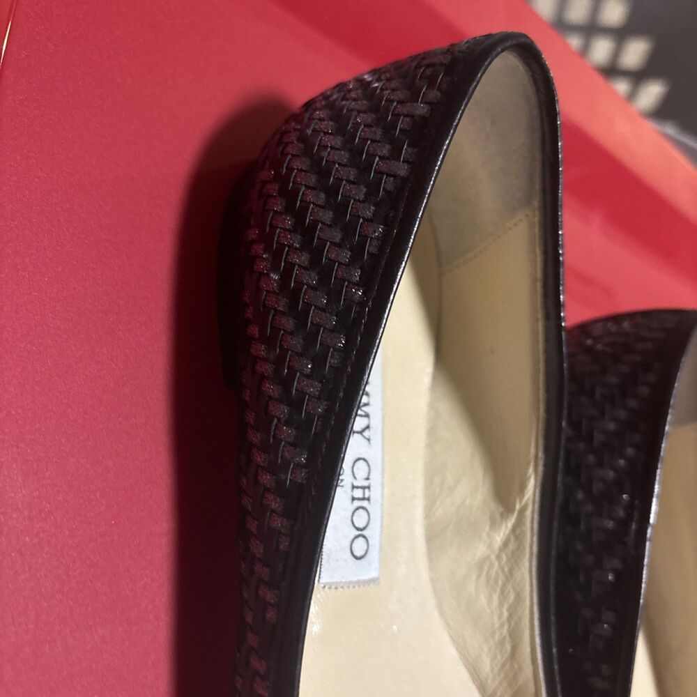 JIMMY CHOO Ballet Flats Point Toe Black Silver Size 36.5/6.5 - Picture 6 of 14